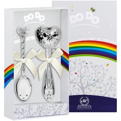 АргентА Набор для малышей DODO "Сердце с цветами" (погремушка Сердце с цветами + ложка Сердце с цветами)