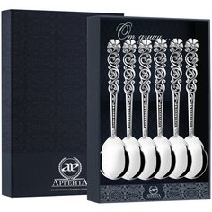 АргентА Набор чайных ложек "Подарочная" черн. (6 пр.) + футляр