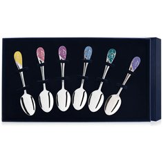 АргентА Набор чайных ложек "Радуга" с эмалью (6 пр.) + футляр