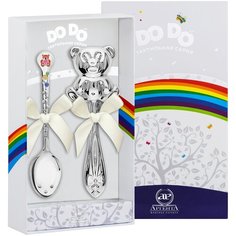 АргентА Набор д/малышей DODO "Медвежонок" малиновый (погр. Медведь + лож. Медвежонок с эм.) + футляр