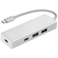 USB-концентратор HAMA Aluminium (00135755), разъемов: 4, серебристый