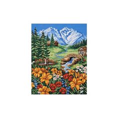 Канва жесткая с рисунком GRAFITEC 11.869 "Весна в горах" Панно 50х40 см, Пейзаж