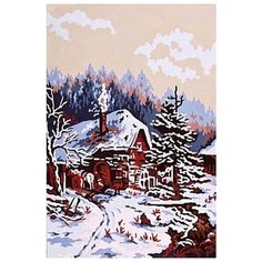 Канва жесткая с рисунком GRAFITEC 6.138 Заснеженный домик 22 x 30 см