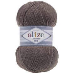 Пряжа Alize Lanagold 800, 49 % шерсть, 51 % акрил, 100 г, 800 м, 5 шт., 240 св.коричневый меланж