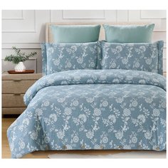 Постельное белье евростандарт Cleo Cotton jacquard 014-CJ, сатин-жаккард, 50 х 70 и 70 х 70 см, голубой
