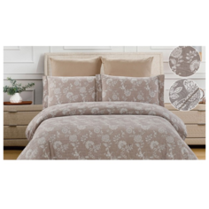 Постельное белье евростандарт Cleo Cotton jacquard 015-CJ, сатин-жаккард, 50 х 70 и 70 х 70 см, бежевый