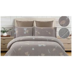 Постельное белье 2-спальное с евро простыней Cleo Cotton jacquard 016-CJ, сатин-жаккард, 50 х 70 и 70 х 70 см, коричневый