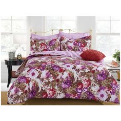 Постельное белье 1.5-спальное Cleo Satin Lux 485-SL, сатин, 70 х 70 см, фиолетовый/красный