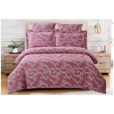 Постельное белье евростандарт Cleo Cotton jacquard 008-CJ, жаккард, 50 х 70 и 70 х 70 см, малиновый