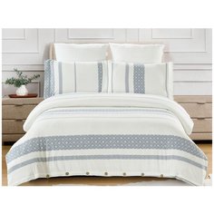 Постельное белье евростандарт Cleo Cotton jacquard 023-CJ, сатин-жаккард, 50 х 70 и 70 х 70 см, белый/серый