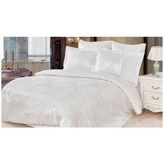 Постельное белье семейное Cleo Satin jacquard 091-SG, сатин-жаккард, 50 х 70 и 70 х 70 см, белый