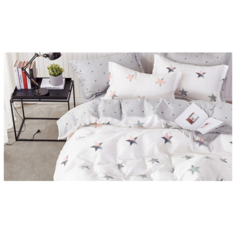 Постельное белье евростандарт Cleo Satin de Luxe 658-SK, сатин, 50 х 70 и 70 х 70 см, белый/серый