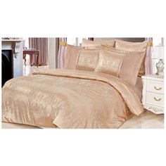 Постельное белье семейное Cleo Satin jacquard 104-SG, сатин-жаккард, 50 х 70 и 70 х 70 см, золотистый