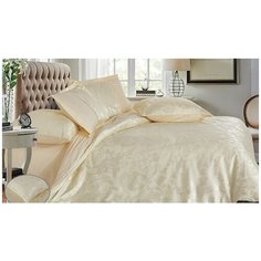 Постельное белье семейное Cleo Satin jacquard 126-SG, сатин-жаккард, 50 х 70 и 70 х 70 см, бежевый