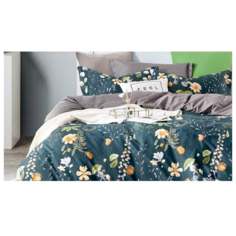 Постельное белье 1.5-спальное Cleo Satin de Luxe 627-SK, сатин, 70 х 70 см, серый/синий