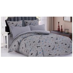 Постельное белье 1.5-спальное Cleo Satin de Luxe 677-SK, сатин, 70 х 70 см, серый