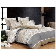 Постельное белье 2-спальное СайлиД A-125, поплин, 70 х 70 см, бежевый/серый