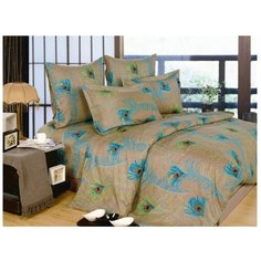 Постельное белье 2-спальное СайлиД A-144, поплин, 70 х 70 см, коричневый / голубой