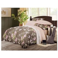 Постельное белье 1.5-спальное СайлиД B-175, сатин, 70 х 70 см, черный/бежевый