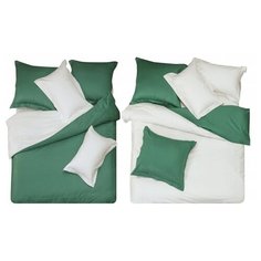 Постельное белье 2-спальное СайлиД L-13, сатин, 50 х 70 и 70 х 70 см, белый/зеленый