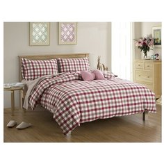 Постельное белье 2-спальное СайлиД N-4, сатин, 70 х 70 см, белый/красный/коричневый