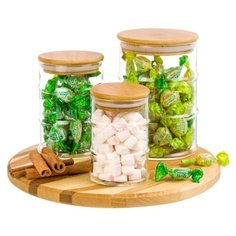 Набор 3 банок для хранения "Vetro" бамбук, крышка, 900 мл, 500 мл, 250 мл Elan Gallery