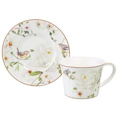 Чайная пара 2 предмета 270 мл 12,5х9,5х7 см Elan Gallery Дикая роза на белом