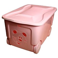 Ящик для игрушек "COOL" со скругленными углами на колесах 50 литров нежно-розовый Little Angel