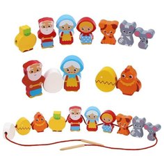 Шнуровка-сказка 2в1 "Курочка Ряба + Репка": 10 дет 3-6 см, шнурок Mapacha