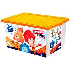 Детский ящик для хранения игрушек на колесиках ФИКСИКИ, 57 л, желтый Little Angel