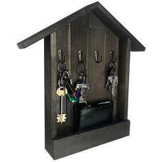 Ключница настенная. Вешалка настенная для ключей 4/1 крючка 23х35х5,5 см цвет Эспрессо Glwood