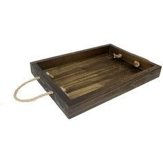 Поднос из дерева. Ручка с верёвкой. Эспрессо Glwood