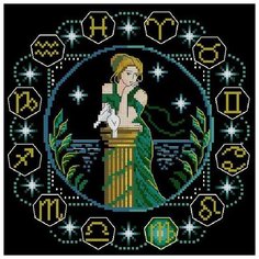 PANNA Набор для вышивания бисером и нитками Знаки Зодиака. Дева 21 x 20.5 см (ZN-0927)