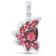 Silver WINGS Подвеска из серебра гранат, куб.цирконий 23knys1619-155