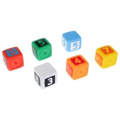 Игрушки пластизоль для купания "ИГРАЕМ ВМЕСТЕ" Кубики с цифрами (6шт) в сетке