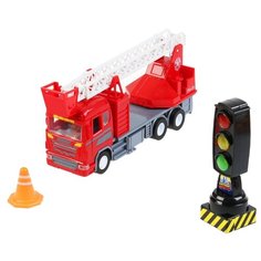 Машина "Пожарная машина" 23см, свет+звук, светофор+знаки, Технопарк