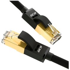 Патч-корд 1м FTP кабель для интернета GCR PROF GOLD кат.7 10 Гбит/с сверхскоростной RJ45M черный