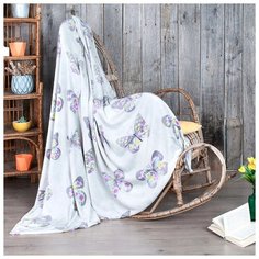 Плед Традиция Бабочки 200 х 220 см велсофт коричневый/оранжевый