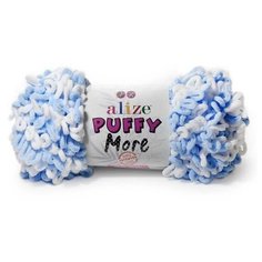 Пряжа Alize Puffy More, цвет бело-голубой, 5 мотков