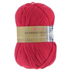 Пряжа Пехорка Мериносовая, цвет красный, 5 мотков