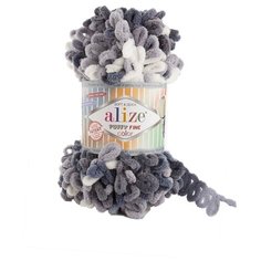 Пряжа Alize Puffy Fine Color, цвет черно-белый, 5 мотков