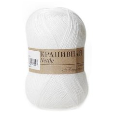 Пряжа Пехорка Крапивная, 100 % крапива, 50 г, 250 м, 5 шт., 01 белый