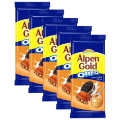 Alpen Gold Шоколад Oreo молочный с начинкой со вкусом арахисовой пасты с печеньем, 5 шт по 95 г