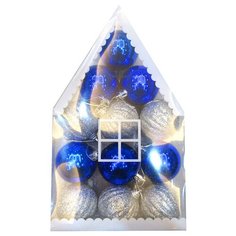 Набор шаров Волшебная страна Домик, серебро/синий, 12 шт.