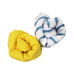 Муслиновые пеленки UMBO с внутренними ЗАСТЁЖКАМИ, 120х90 см, набор 2 шт: "Жёлтое солнце" и "Бегущие волны" - 70% бамбук, 30% органический хлопок