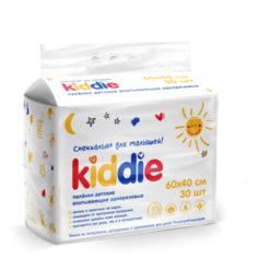 Пеленки детские Kiddie влаговпитывающие одноразовые 60*40 "Эконом" 30 шт.
