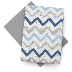 Пеленка детская 115х115см, UNDER the BLANKET, комплект 2шт, голубой зигзаг, фланель