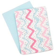 Пеленка детская 115х115см, UNDER the BLANKET, комплект 2шт, розовый зигзаг, фланель