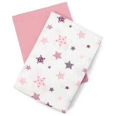 Пеленка детская 115х115см, UNDER the BLANKET, комплект 2шт, розовые звездочки, фланель