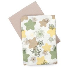 Пеленка детская 115х115см, UNDER the BLANKET, комплект 2шт, зеленые звездочки, фланель